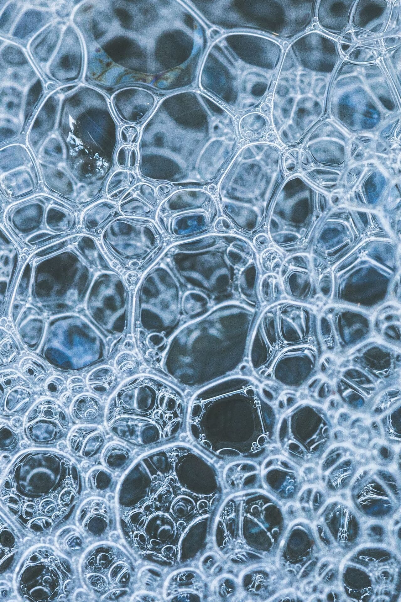 Close view of cleaning bubbles and foam