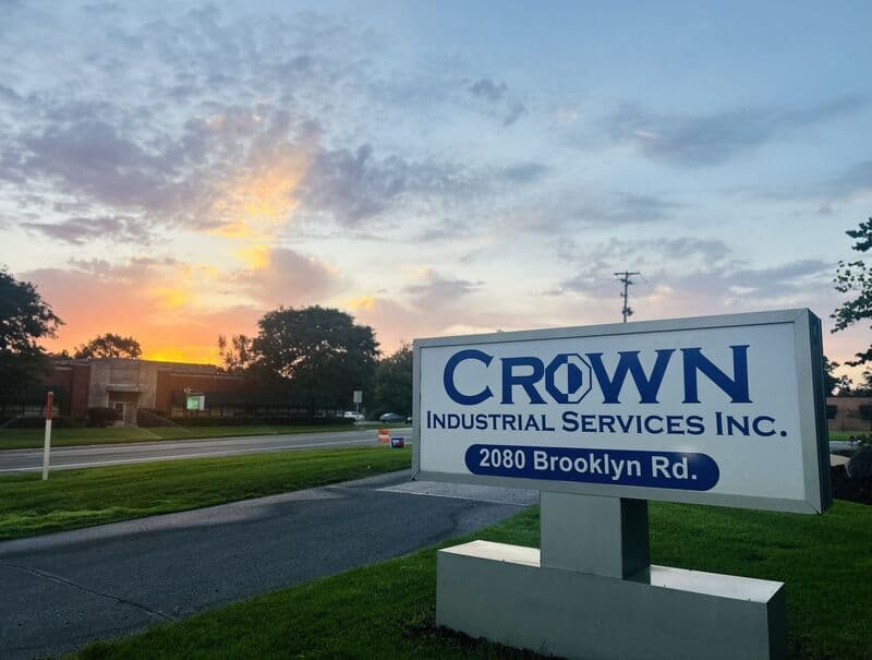 Crown Industrial Services entrance sign in Jackson, Michigan