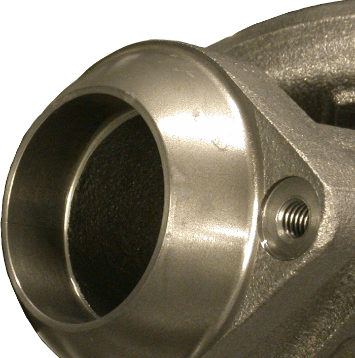 Metal manifold after rust removal on a transparent background