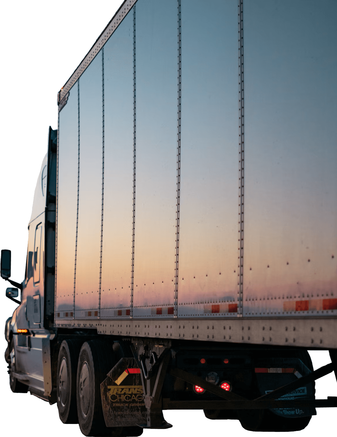 Semi-truck and trailer on a transparent background