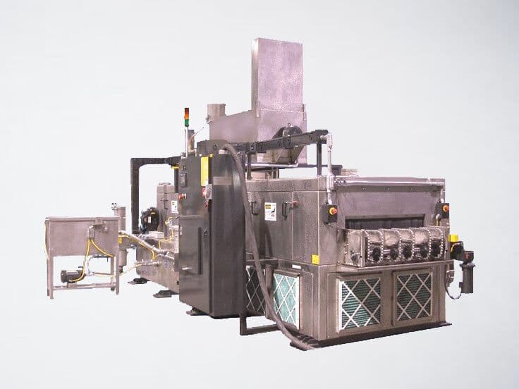 Specialized conveyor washing system on a neutral background