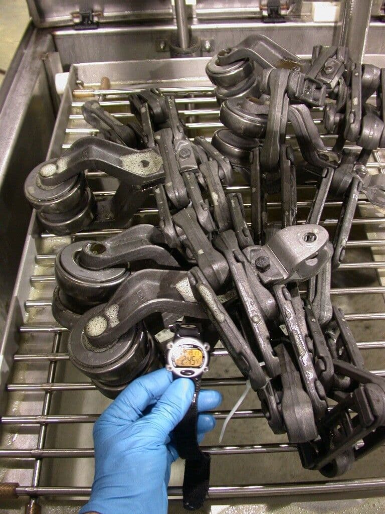 Metal chains after industrial rust removal